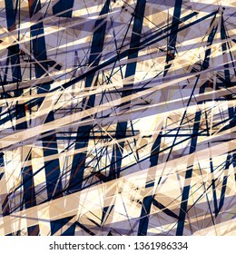 Violet, beige, black structure. Seamless texture from intersecting stripes and lines. Abstract vector background for web page, banners backdrop, fabric, home decor, wrapping
