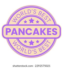 Violet and Beige World's Best Pancakes stamp sticker with Stars vector illustration