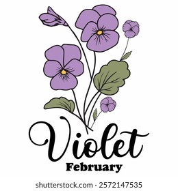 VIOLET   Birth Month Flowers T-shirt Design