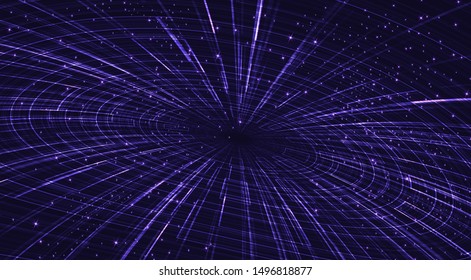 Violet Black Hole with Spiral Galaxy on Cosmic Background.planet and physics concept design,vector illustration.