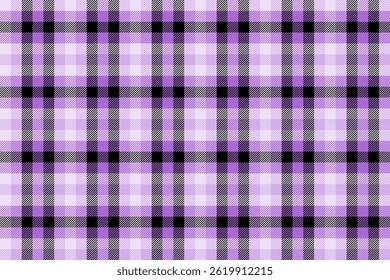 Padrão de xadrez de lenhador preto violeta. Design de impressão de moda de vetor. Textura de padrão xadrez sem costura. Plano de fundo de verificação de tartan de estilo clássico.