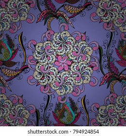 Violet, black and pink. Eps 10. Image for adult coloring books, tattoo, ceramics, crockery. Vector Mandala with hand drawn elements and flowers in Arabic, Indian, turkish, pakistan, ottoman motifs.