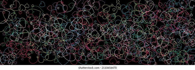 Violet Black Red Rainbow White Art Illustration. Love Transparent Party Vector Modern Art Pattern. Hearts Purple Neon Pink Violet Print. Confetti Blue Multicolor Green Colorful Romantic Background.
