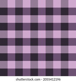 Violet and black Scotland textile seamless pattern. Fabric texture check tartan plaid. Abstract geometric background for cloth, card, fabric. Monochrome repeating design. Modern squared ornament.