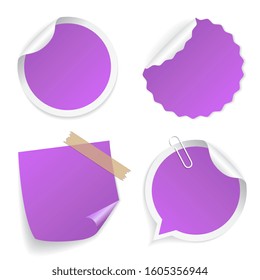 Violet blank stickers set isolated on white background