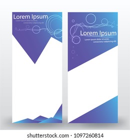 Violet blue abstract banners design; polygonal lines and shapes; geometric background for print and web vector illustration.