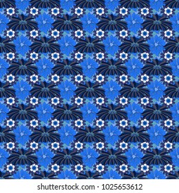 Violet, blue and black background with flowers pattern. Vector floral seamless pattern.
