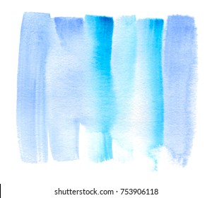 Violet blue color aquarelle hand drawn vector isolated striped stain on white background for design, banner, card. Watercolor liguid colorful canvas art line element