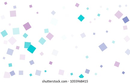 Violet and Blue Confetti in the Form of Rectangles on White Background