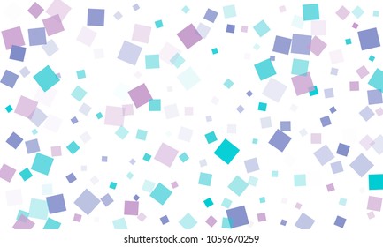 Violet and Blue Confetti in the Form of Rectangles on White Background