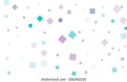 Violet and Blue Confetti in the Form of Rectangles on White Background