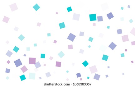Violet and Blue Confetti in the Form of Rectangles on White Background