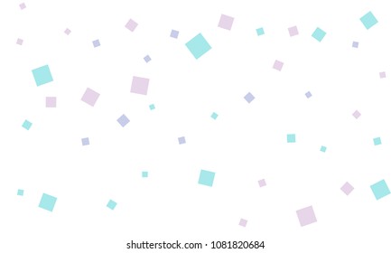 Violet and Blue Confetti in the Form of Rectangles on White Background