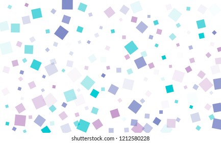 Violet and Blue Confetti in the Form of Rectangles on White Background