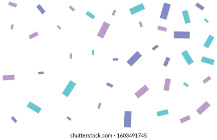 Violet and blue confetti on white background