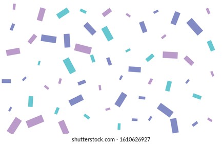 Violet and blue confetti on white background