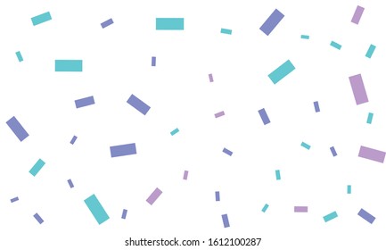 Violet and blue confetti on white background