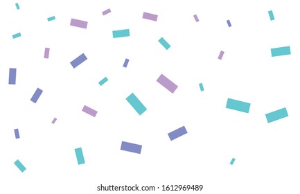 Violet and blue confetti on white background