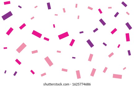 Violet and blue confetti on white background