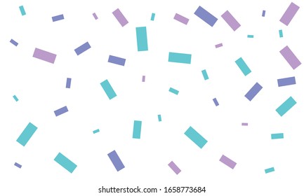 Violet and blue confetti on white background
