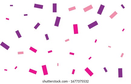 Violet and blue confetti on white background
