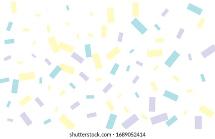 Violet and blue confetti on white background