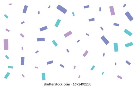 Confeti violeta y azul sobre fondo blanco