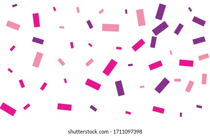 Violet and blue confetti on white background