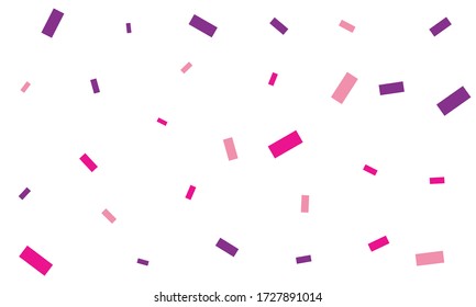 Violet and blue confetti on white background