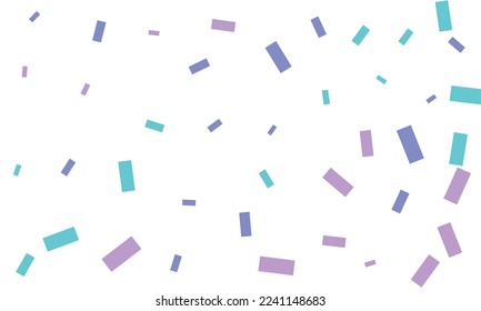 Violet and blue confetti on white background