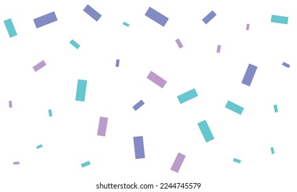 Violet and blue confetti on white background