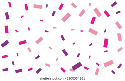 Violet and blue confetti on white background