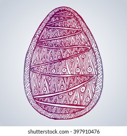 Violet Blue easter egg isolated zentangl pattern with a pattern of a plurality of strips.