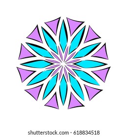 Violet and blue flower. Flower mandala.