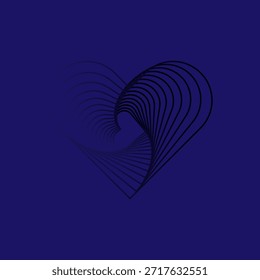 Violet And Blue Geometric Gradation in form of heart. Neon Heart Logo On Dark Background . Vector illustration.

