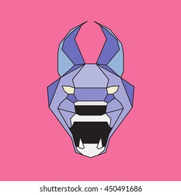 Violet and blue low poly wild cat