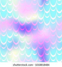 Violet blue mermaid vector background. Multicolored iridescent background. Fish scale pattern. Seamless pattern swatch. Holographic gradient. Mermaid skin seamless pattern. Mermaid wrapping paper