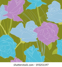 Violet and blue roses