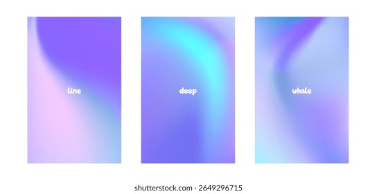 Violet blue sea set. Summer season pastel colored vertical vector banner. Blurred sky 
or sea gradient background. Simple soft light backdrop. Gradient stories design template for poster, social post