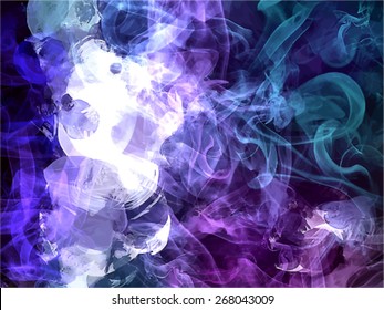 Violet and blue smoke  brush strokes background. Vector version
