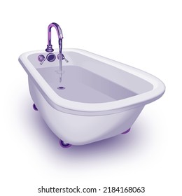 violet blue tinted half full classic bathtub