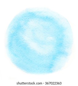 Violet blue watercolor hand drawn paper texture isolated round stain on white background. Wet brush painted smudges abstract vector illustration. Water drop design element for banner, print