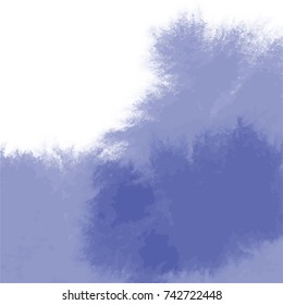 violet blue watercolor pattern with overlapping areas and fringed border on white background, vector illustration