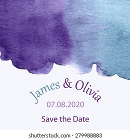 Violet and blue watercolor striped gradient vintage top abstract frame.