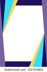 Violet, blue, yellow background color with stripe line shape. Suitable for social media and web internet ads. Vertica template layout. Frame, boarder for text, picture, advertisement. Empty space.