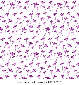 Violet blueberry silhouette pattern. For cards, prints, decoration. Vector illustration.