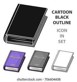 Violet book icon in cartoon style isolated on white background. Books symbol stock vector illustration.