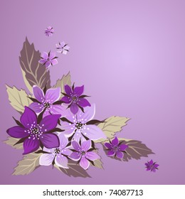 Violet bouquet on a violet background