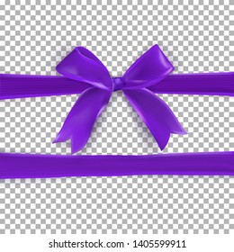 Violet Bow Gift on transparent background. Gift background