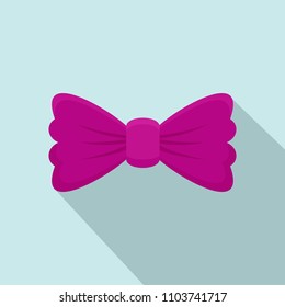 Violet bow tie icon. Flat illustration of violet bow tie vector icon for web design